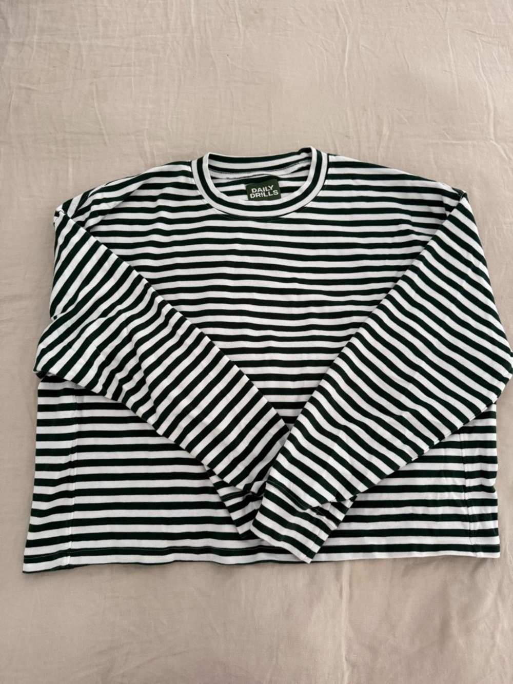 Daily Drills Green and White Striped Long Sleeve Tee